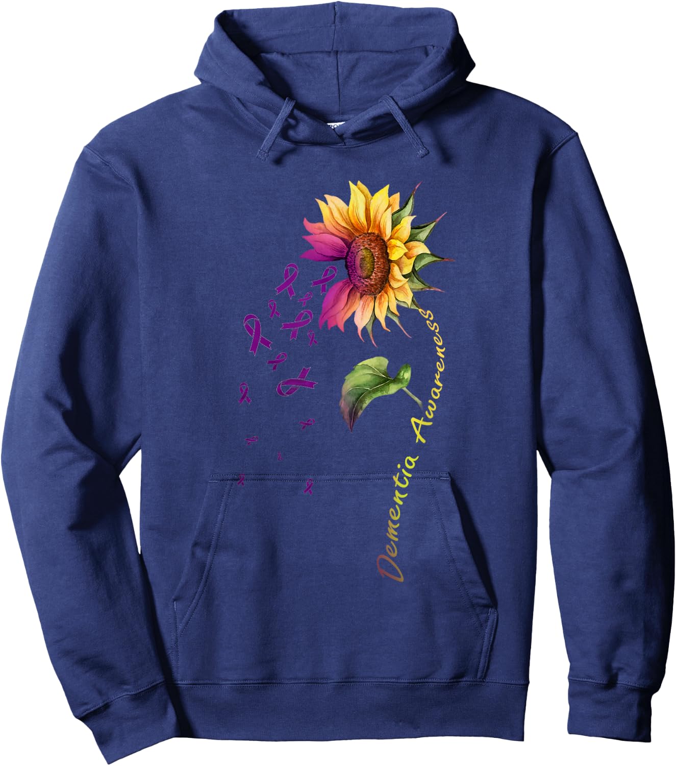 Dementia Awareness Sunflower Shirt Hoodie - Hoodie | Navy