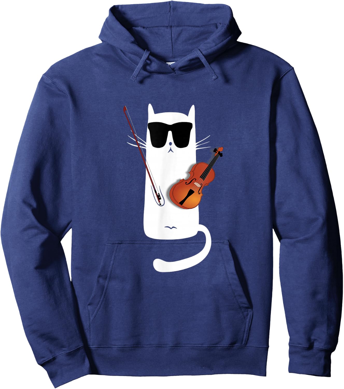 Funny Cat Wearing Sunglasses Playing Violin Hoodie - Hoodie | Navy