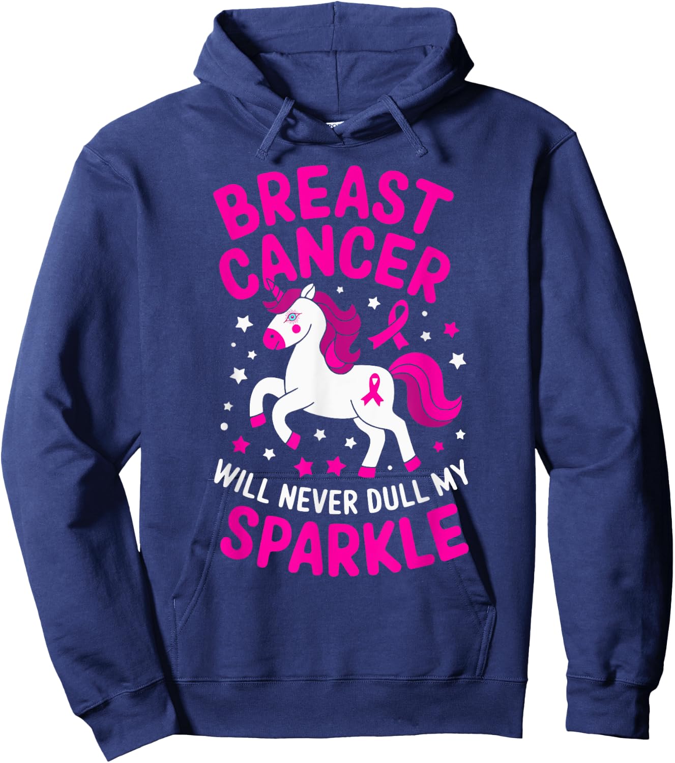 Support Breast Cancer Awareness Sparkle Hoodie - Hoodie | Navy