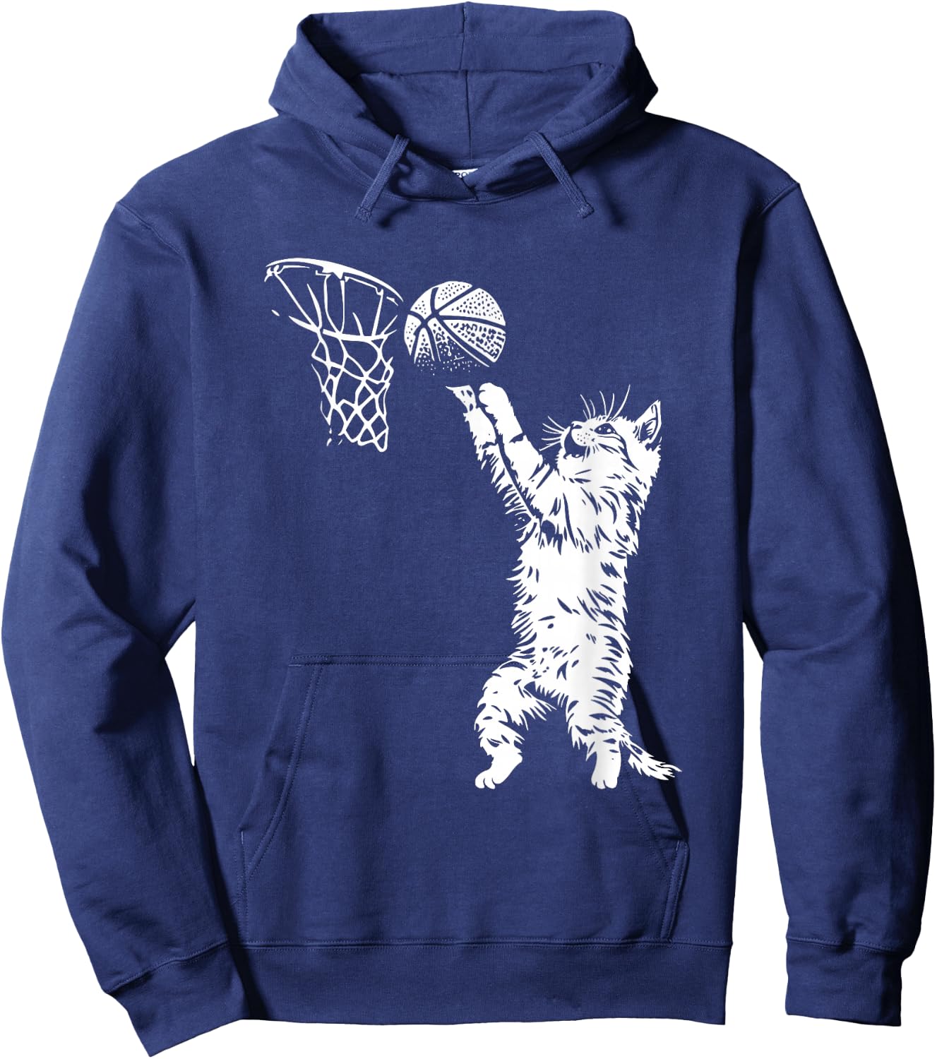 Funny Cat Basketball Graphic Women Kids Hoodie - Hoodie | Navy