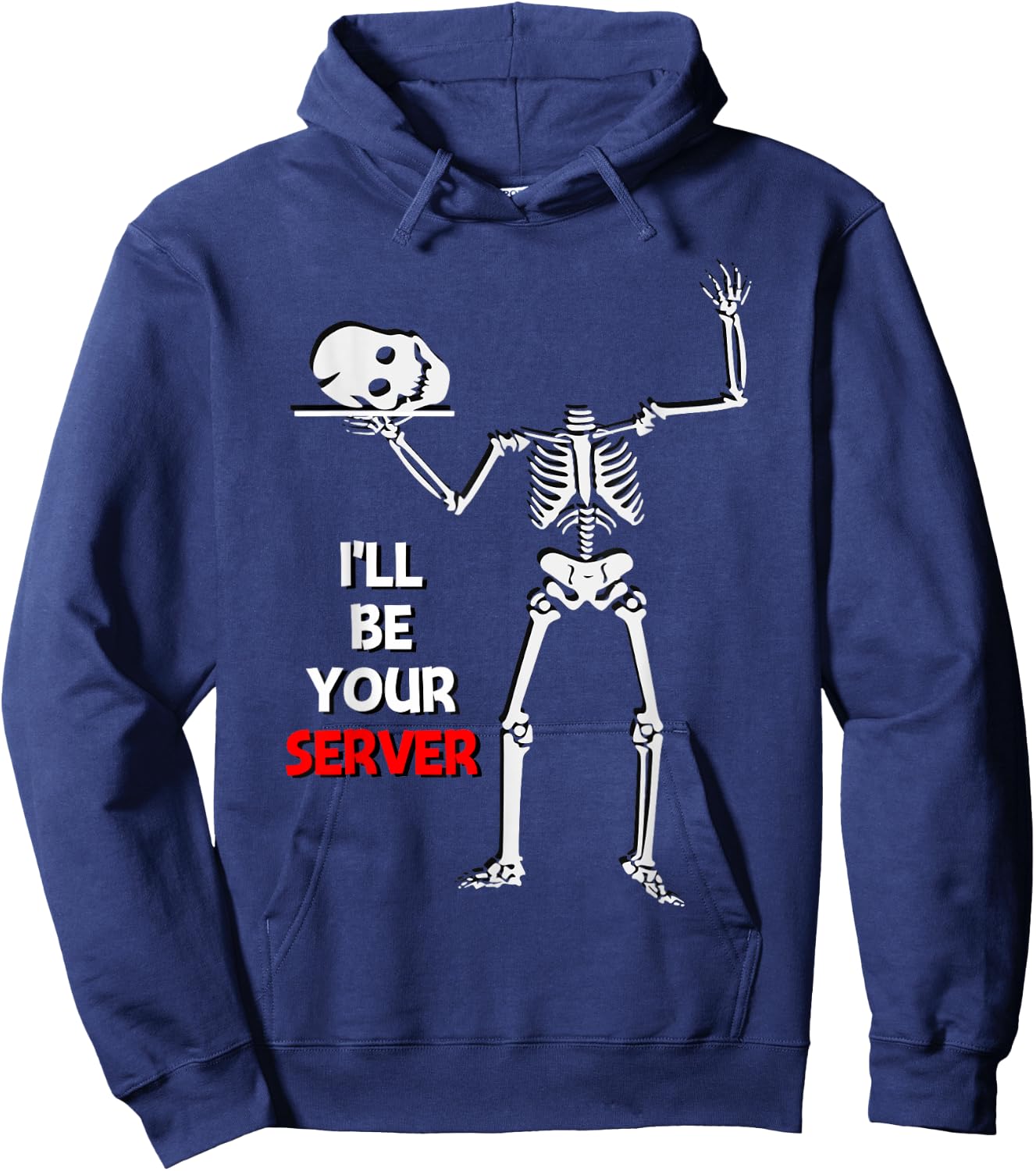 Funny Waitress Waiter Server Halloween Skeleton Hoodie - Hoodie | Navy