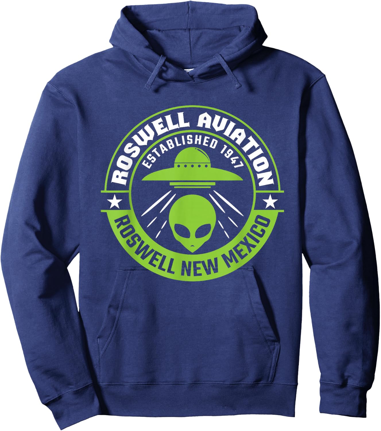 Roswell Aviation Established 1947 Alien Hoodie - Hoodie | Navy