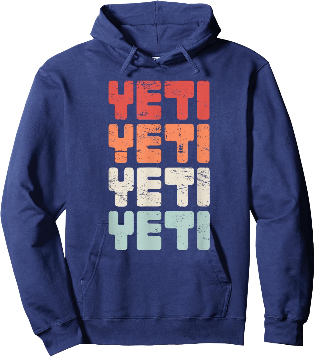 Retro Distressed YETI Bigfoot Vintage Hoodie - Hoodie | Navy