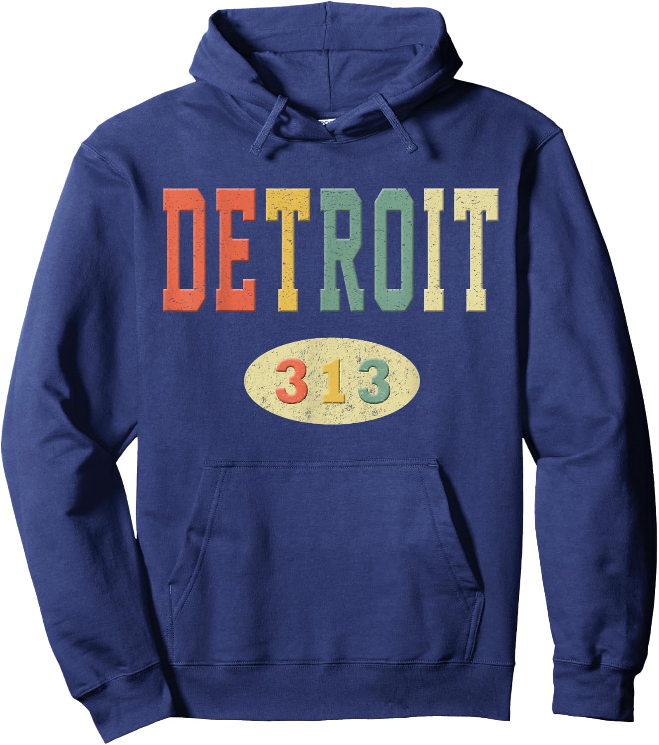 Detroit Shirt Area Code 313 Retro 70s Colors Hoodie - Hoodie | Navy