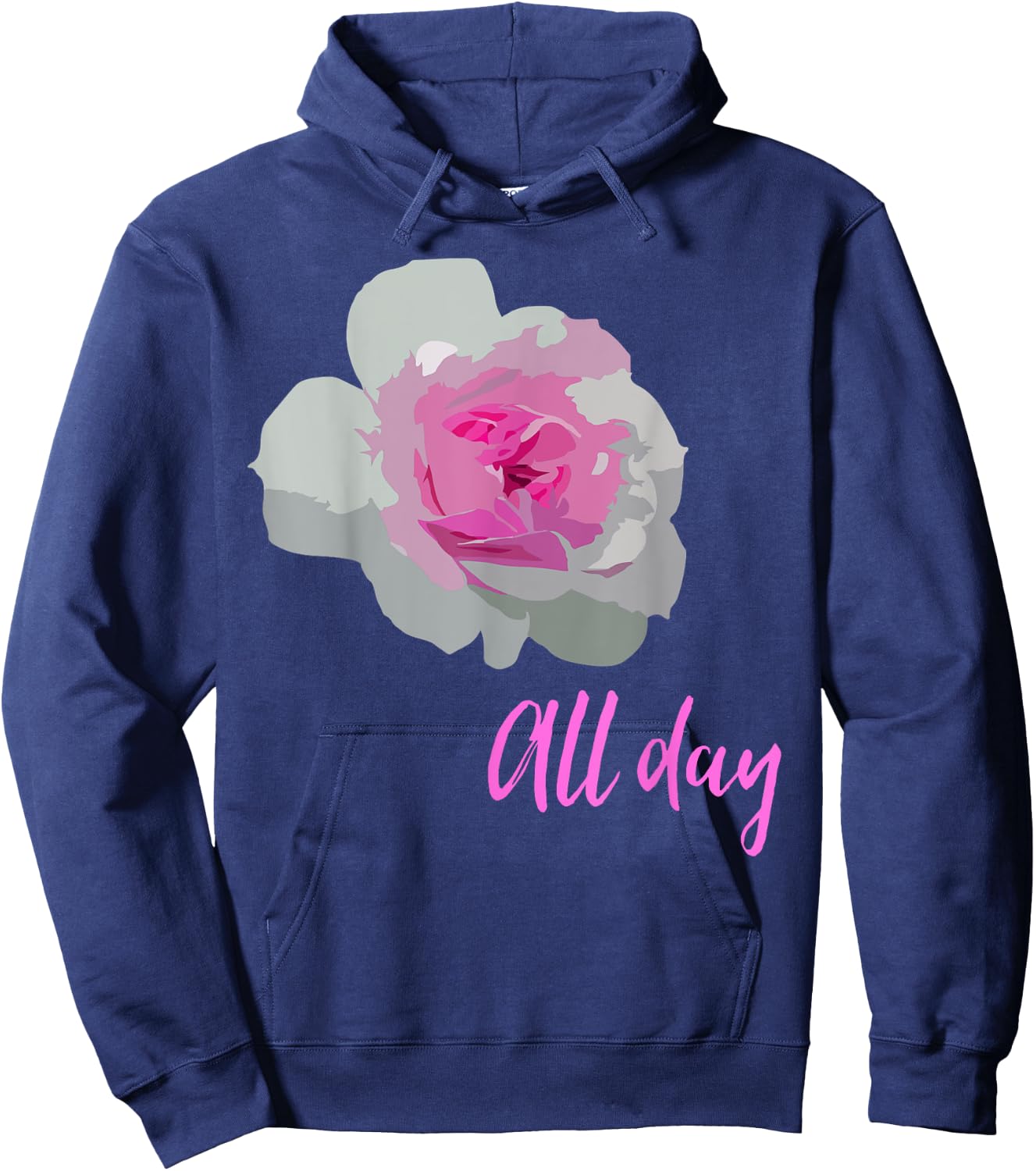 Rose All Day - Cute Wine Hoodie - Hoodie | Navy