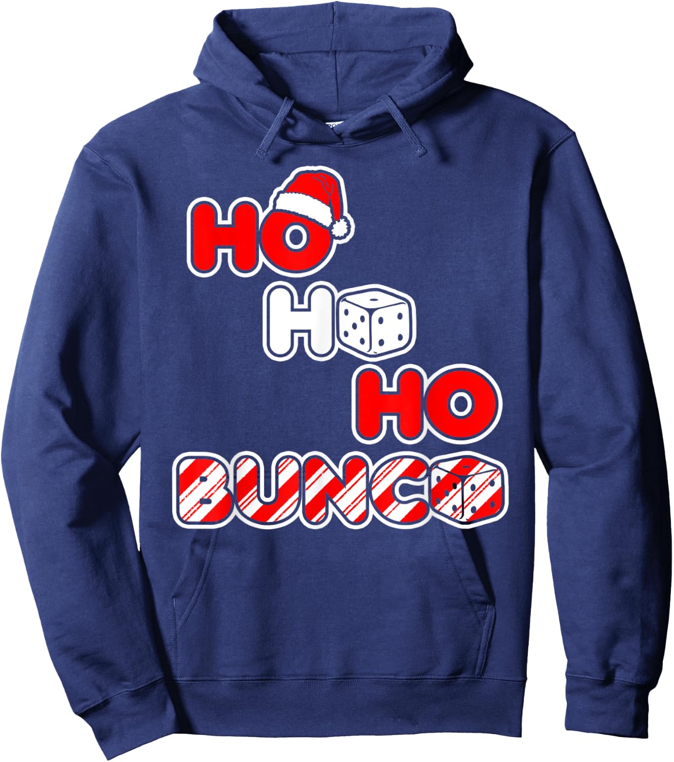Bunco Christmas Ho Ho Ho Santa Hat Dice Hoodie - Hoodie | Navy