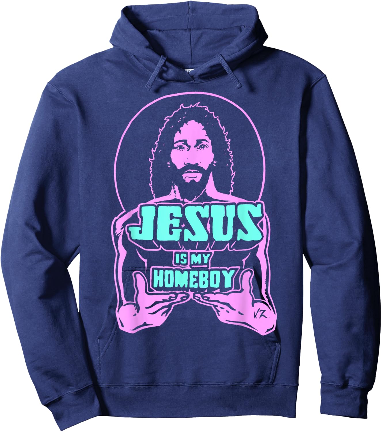 Jesus Is My Homeboy 80s Colours Hoodie - Hoodie | Navy