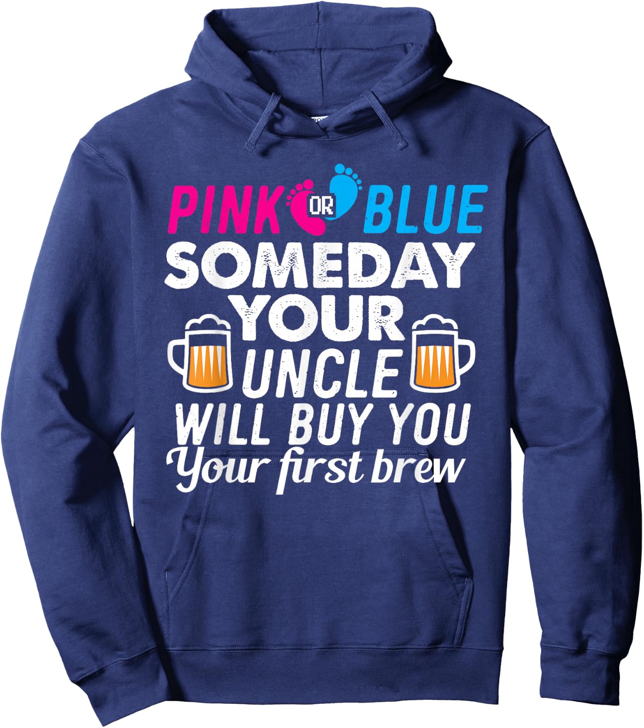 Uncle Gender Reveal Party Pink Blue Boy Girl Hoodie - Hoodie | Navy