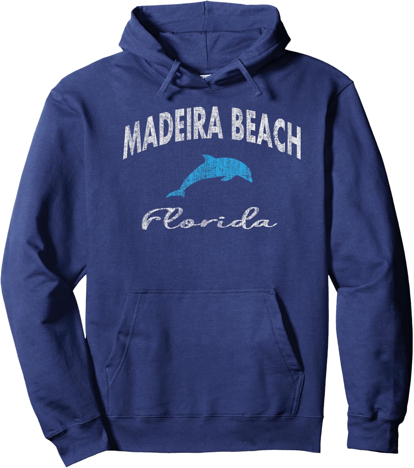 Vintage Madeira Beach FL Dolphin Women Kids Hoodie - Hoodie | Navy