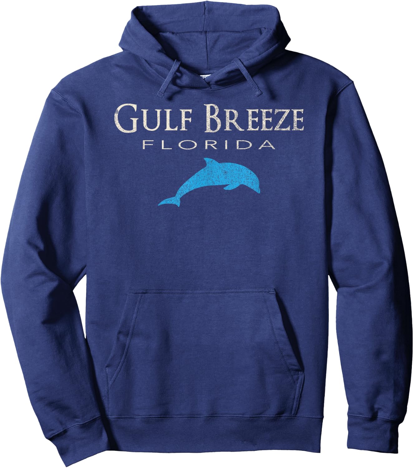 Vintage Gulf Breeze FL Dolphin T Shirt Hoodie - Hoodie | Navy