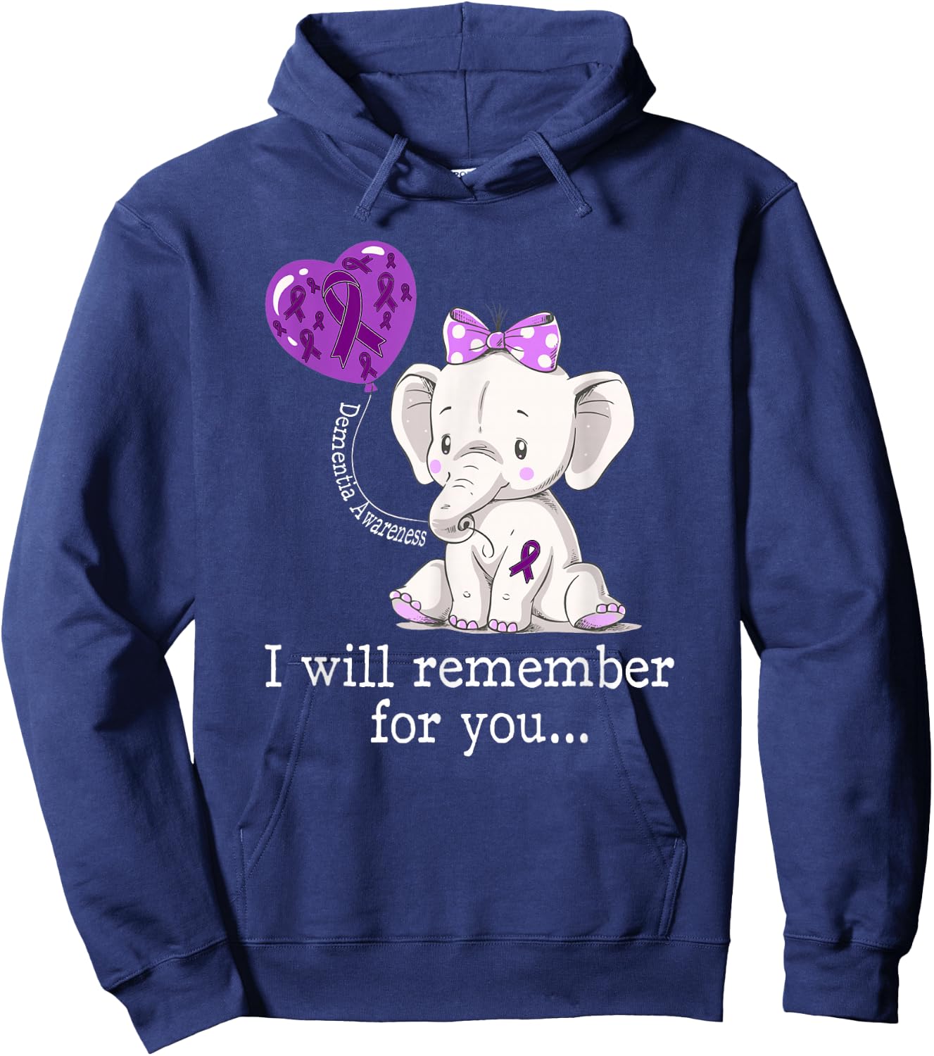 Dementia Awareness Elephant Hoodie - Hoodie | Navy