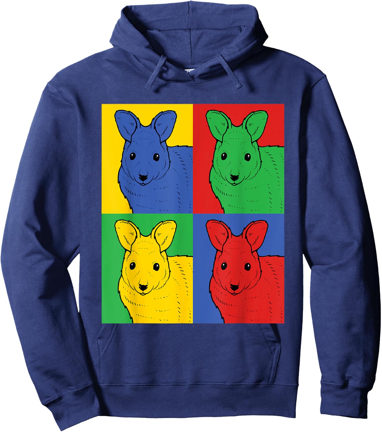 Wallaby Pop Art - Retro Macropod Hoodie - Hoodie | Navy