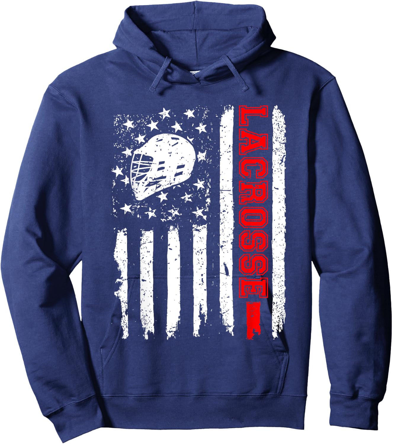 Lacrosse American Flag Distressed Hoodie - Hoodie | Navy