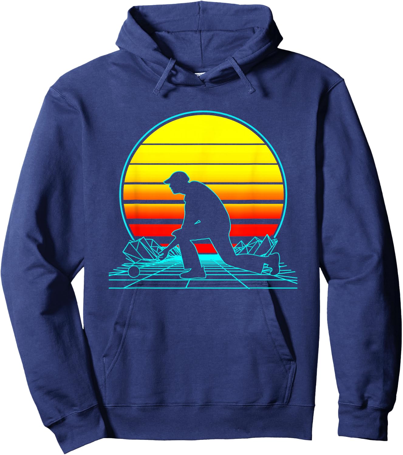 Retro Lawn Bowls Vaporwave Hoodie - Hoodie | Navy