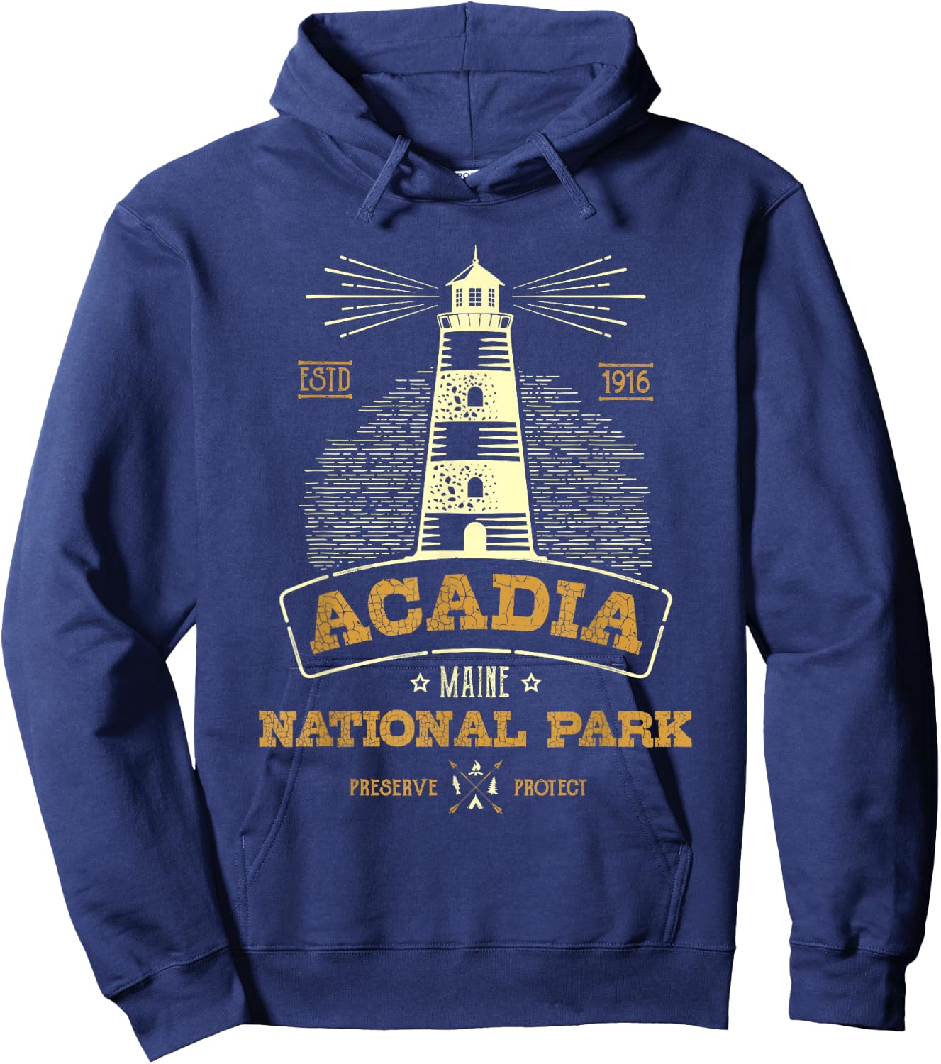 Vintage Acadia National Park Hoodie - Hoodie | Navy