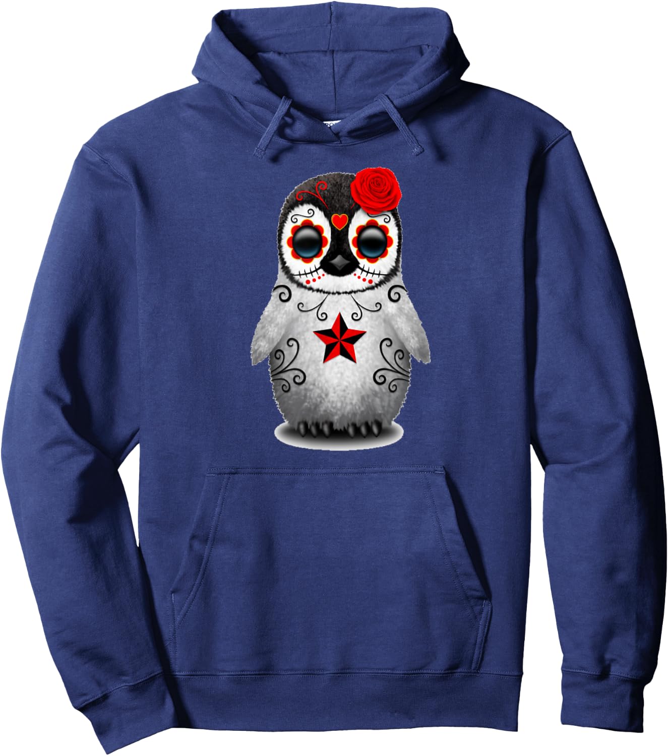 Sugar Skull Penguin Day Of The Dead Halloween Hoodie - Hoodie | Navy