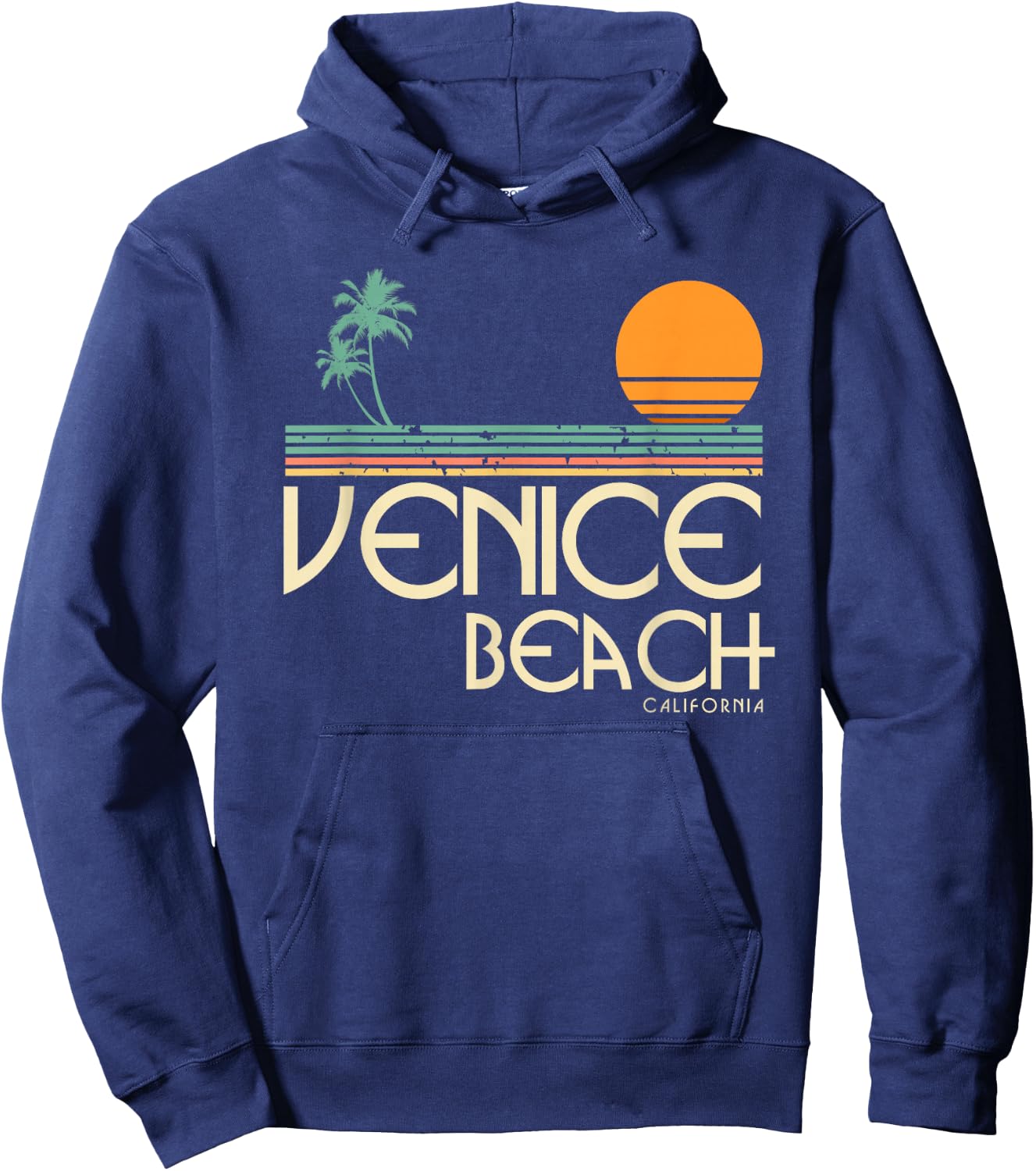 Vintage Venice Beach California Sunset Palms Hoodie - Hoodie | Navy