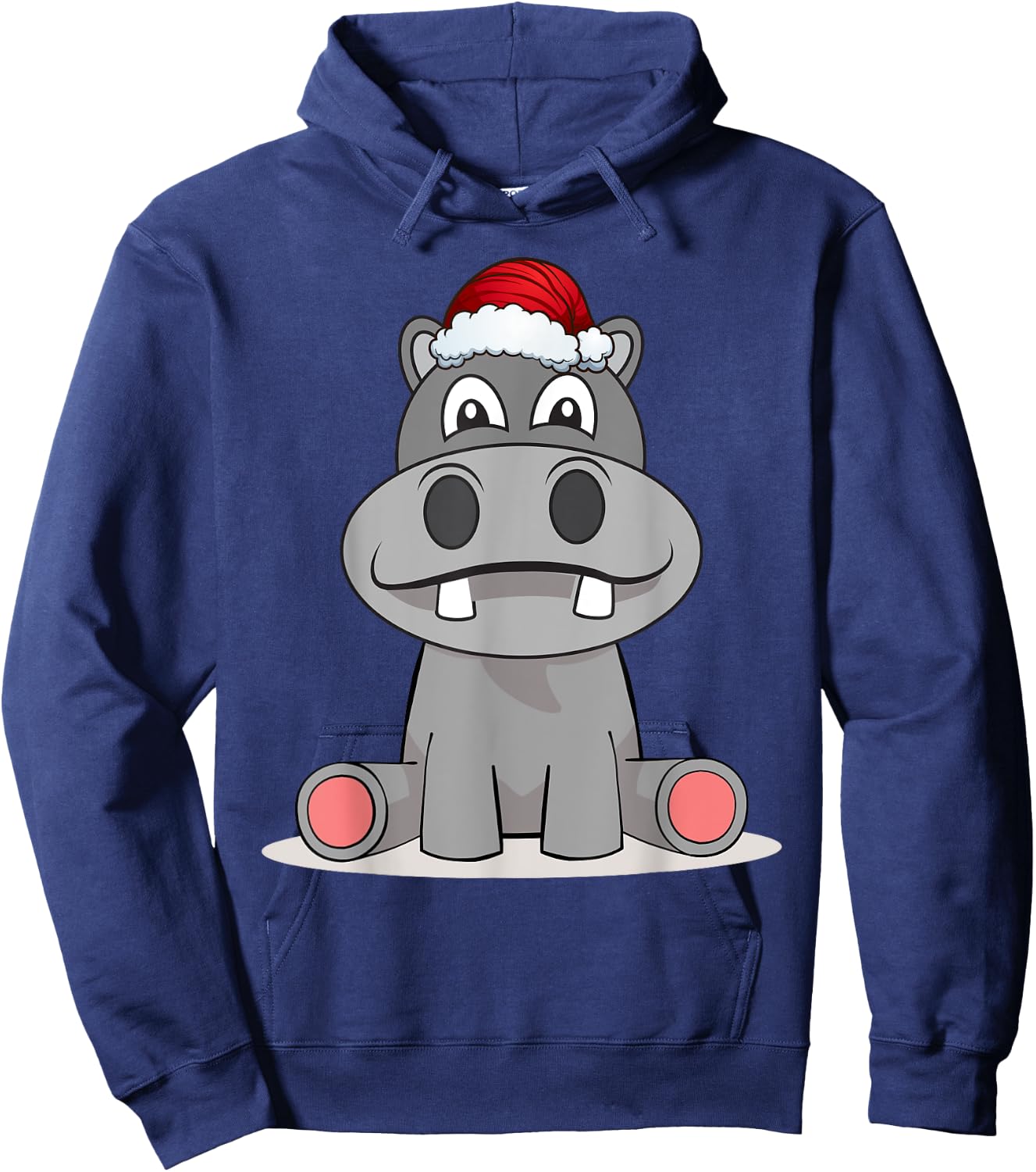 Hippopotamus Christmas | Happy Hippo Gift Hoodie - Hoodie | Navy