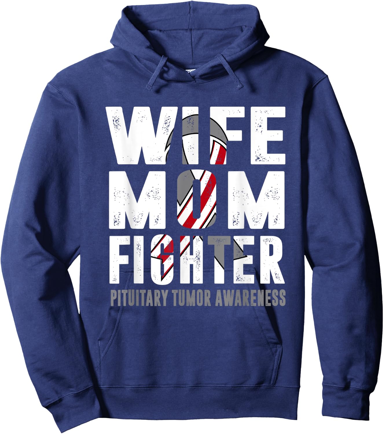 Wife Mom Fighter Pituitary Tumor Awareness Hoodie - Hoodie | Navy