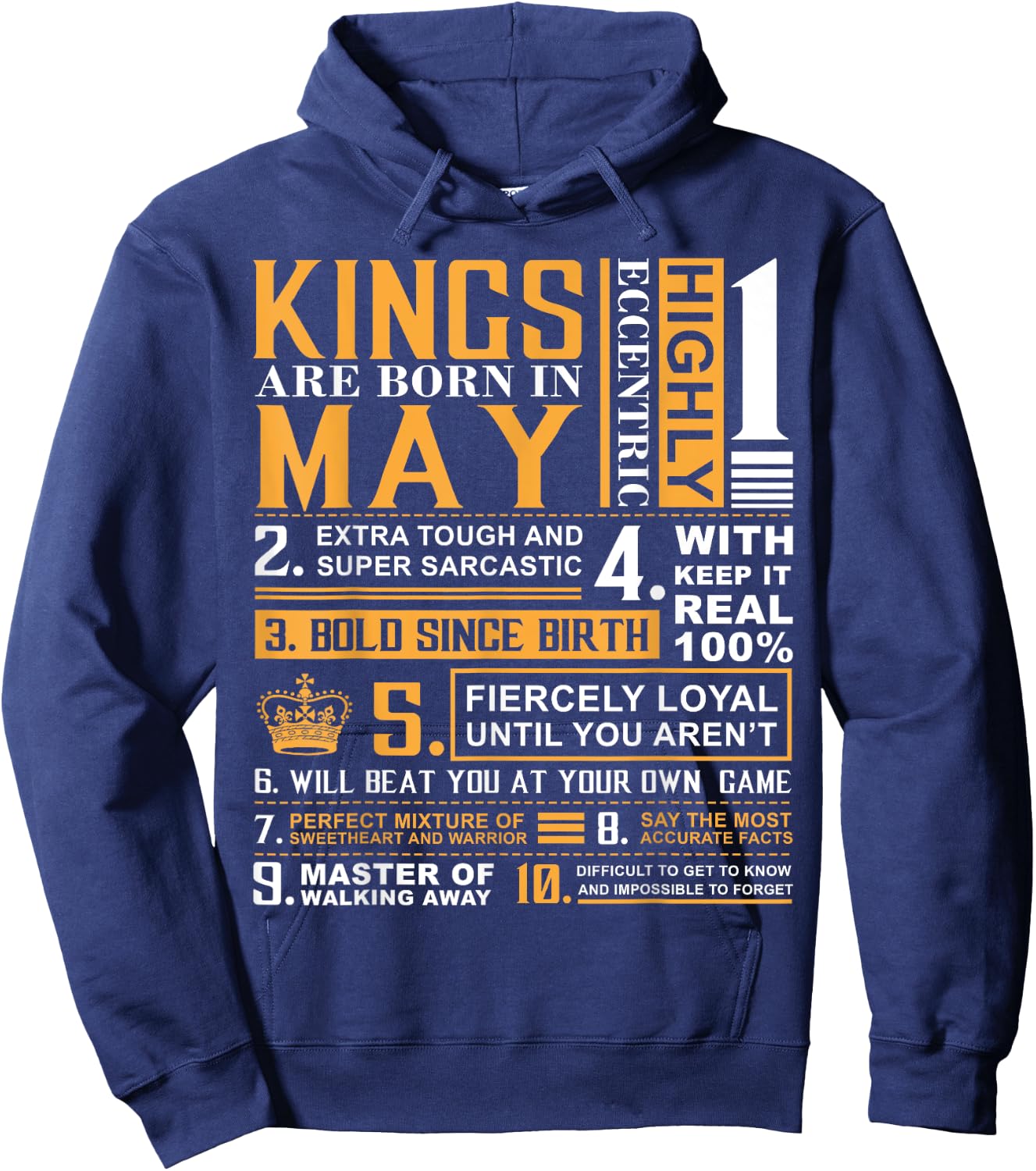 May Birthday Gifts - Kings are Born In May Hoodie - Hoodie | Navy