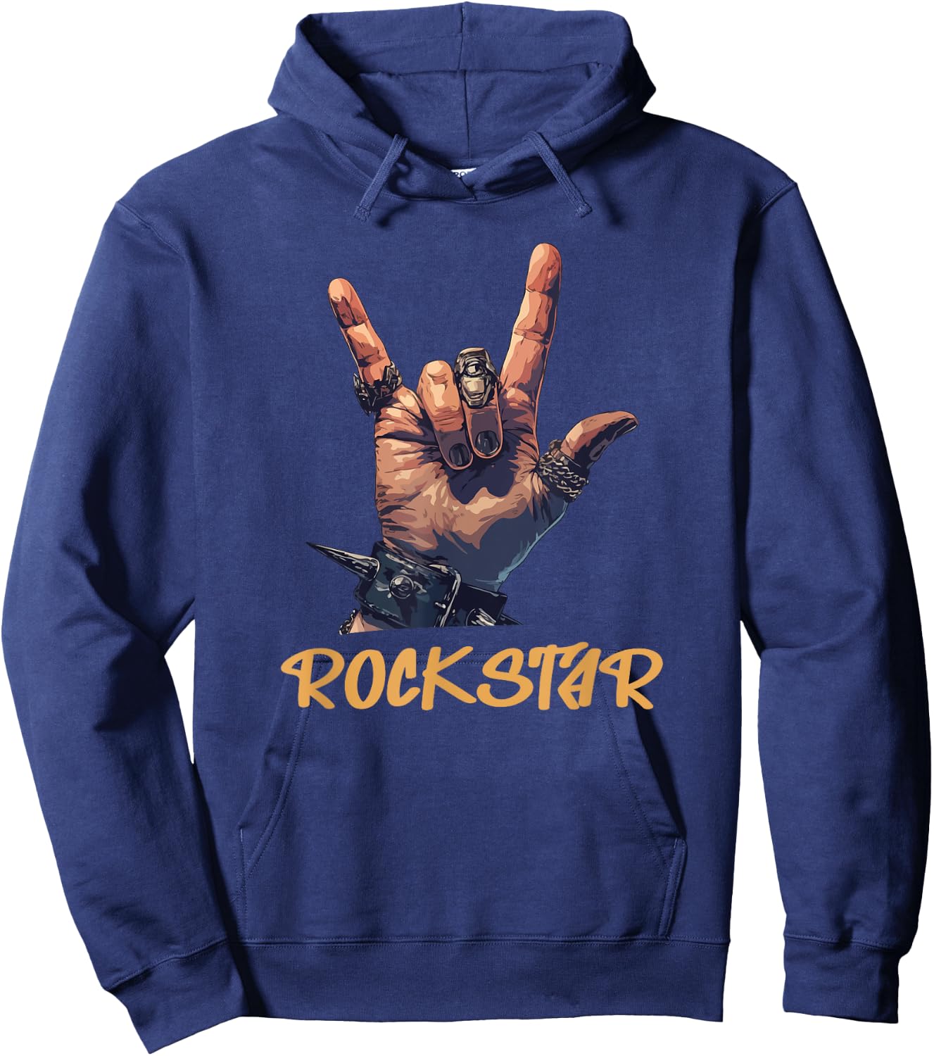 Rockstar Hand Sign Iconic Graphic Design Hoodie - Hoodie | Navy