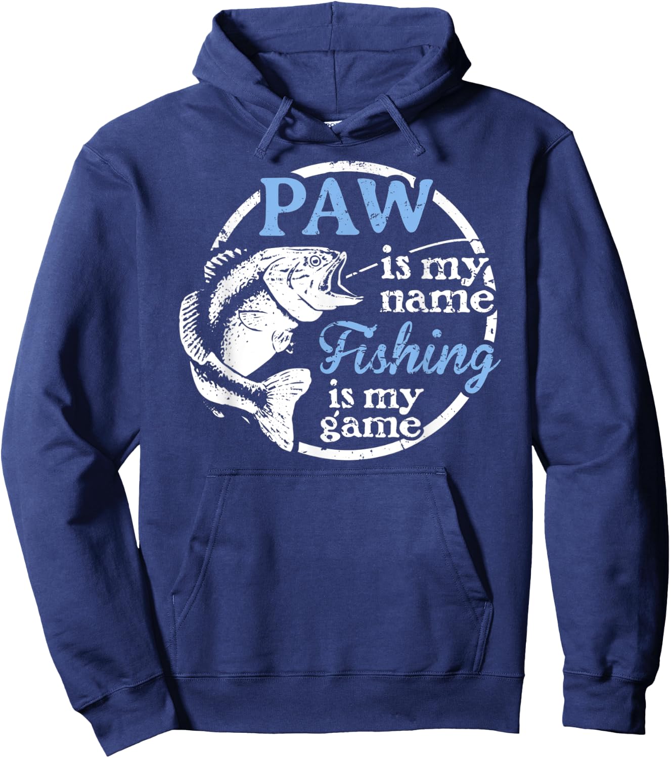 Fishing Paw Fathers Day Gift Dad fisherman Hoodie - Hoodie | Navy