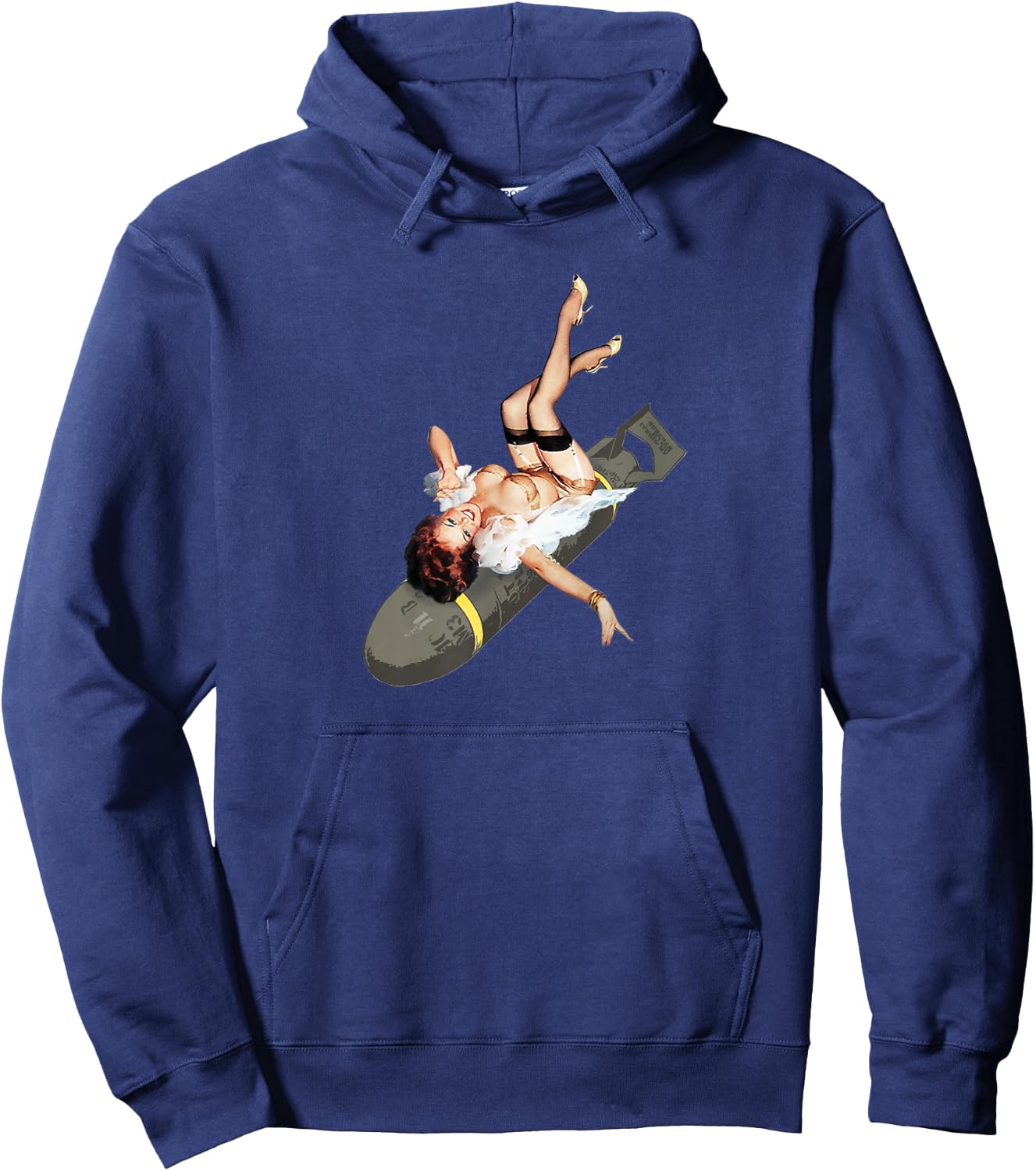 Pin Up Girl Bombs Away WWII Vintage Poster Hoodie - Hoodie | Navy