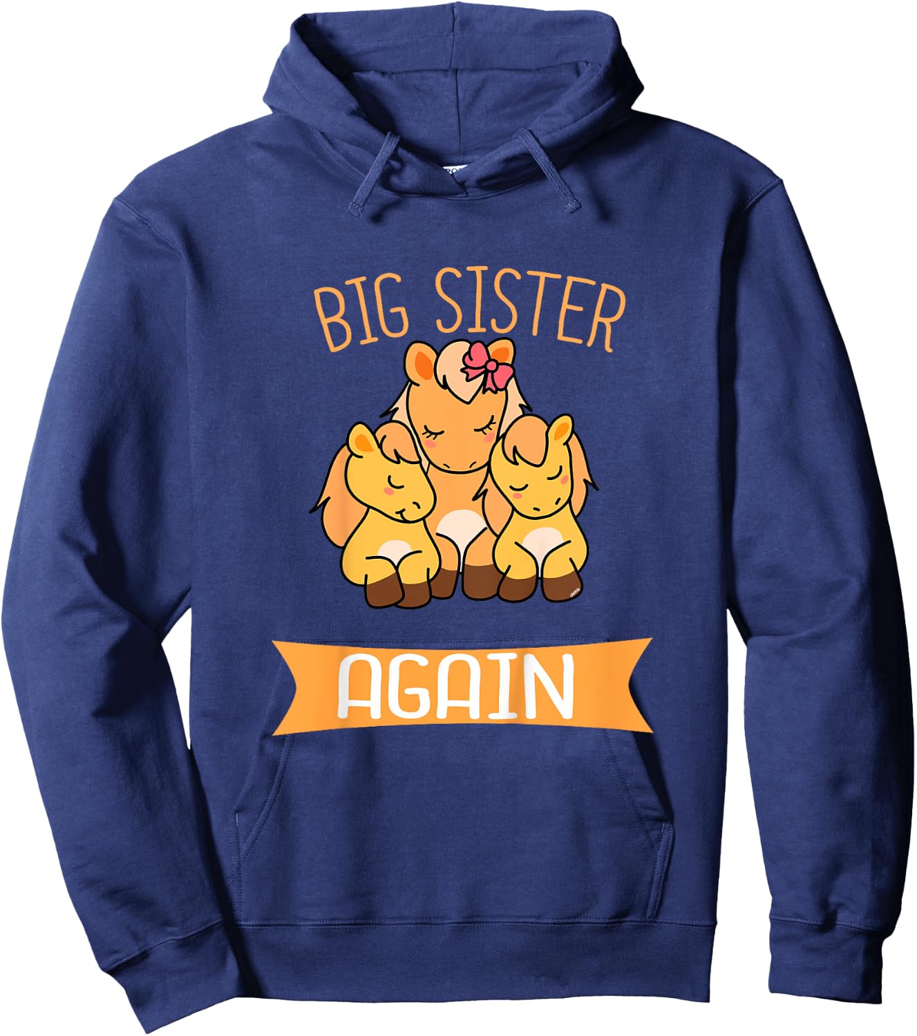 Big Sister Again Cute Horse Siblings Hoodie - Hoodie | Navy