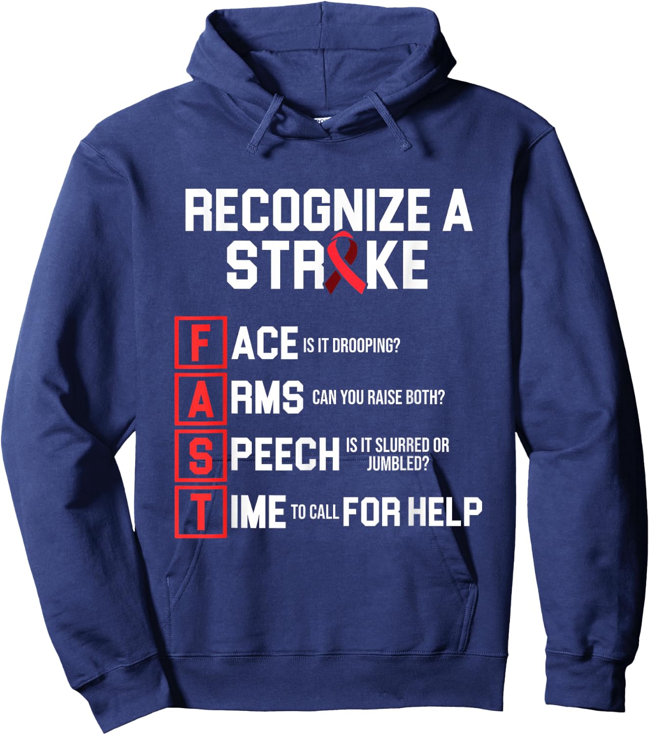 Stroke Awareness Survivor Fast Strong Warrior Hoodie - Hoodie | Navy