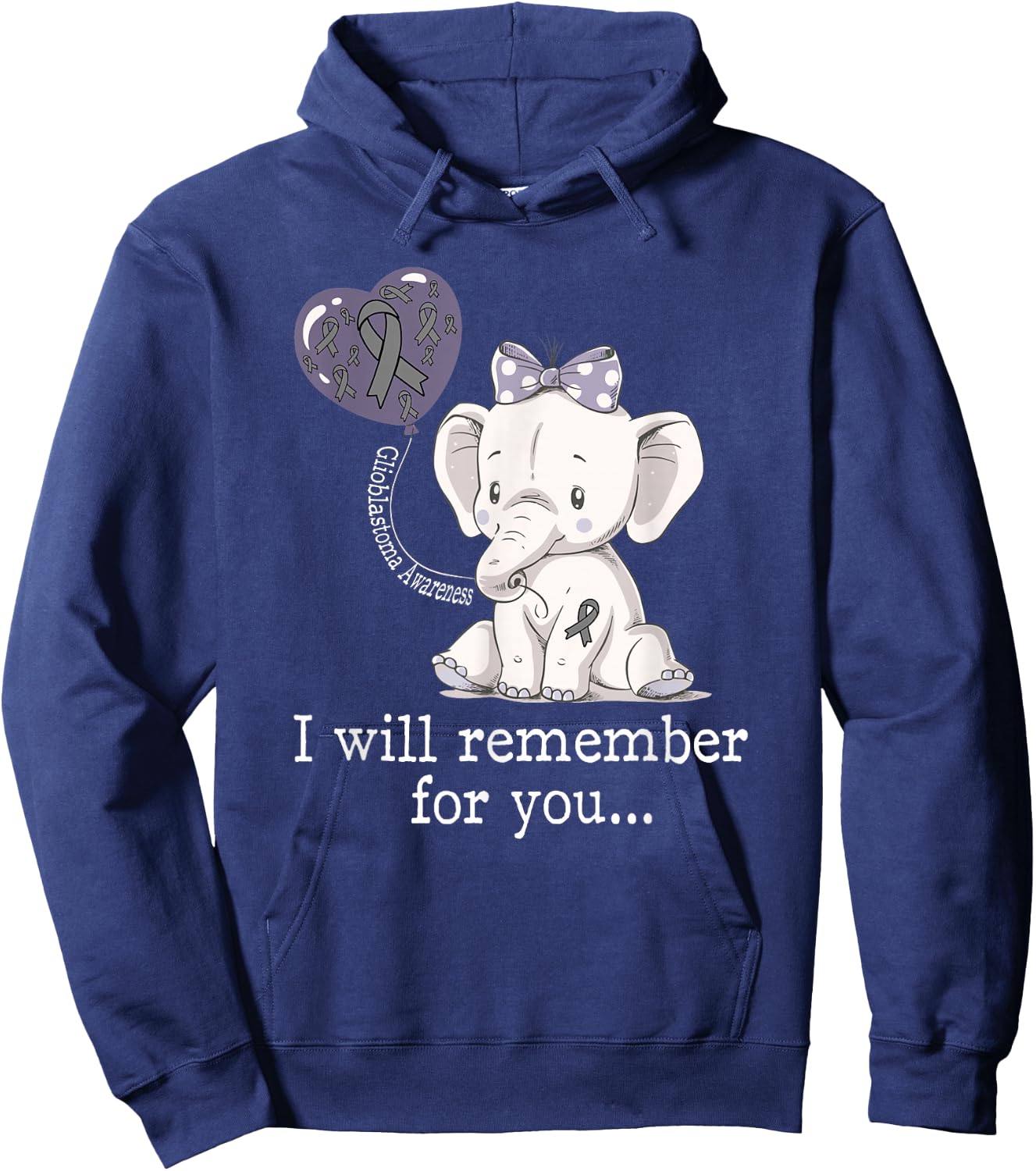 Glioblastoma Awareness Elephant Hoodie - Hoodie | Navy