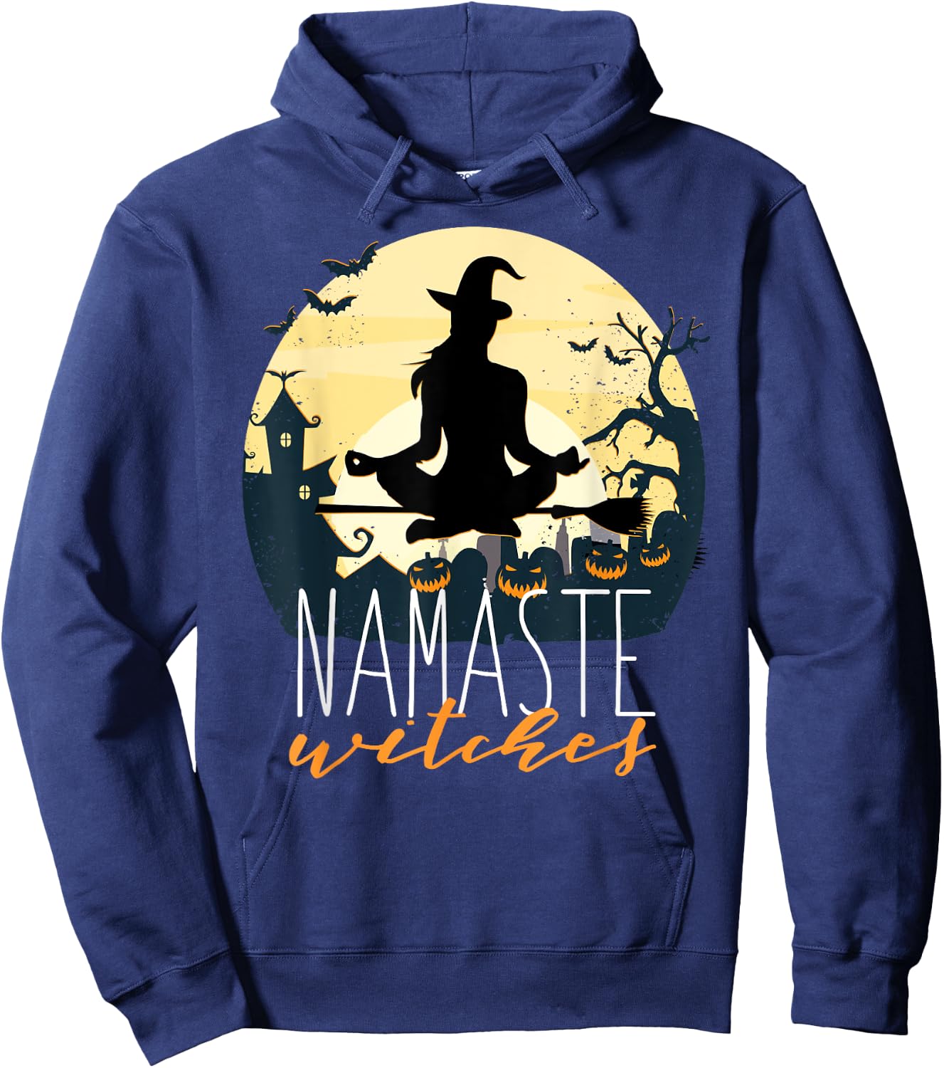 NAMASTE WITCHES Halloween Funny Yoga Witch Meme Hoodie - Hoodie | Navy