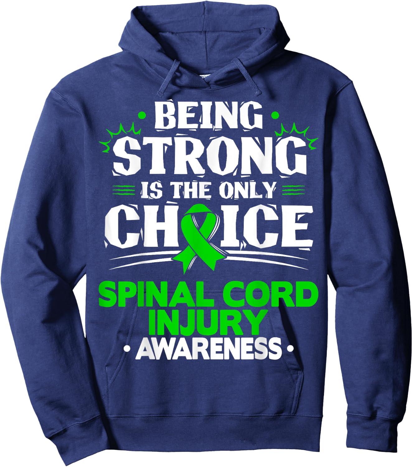 Green Ribbon Spinal Cord Injury Awareness Hoodie - Hoodie | Navy