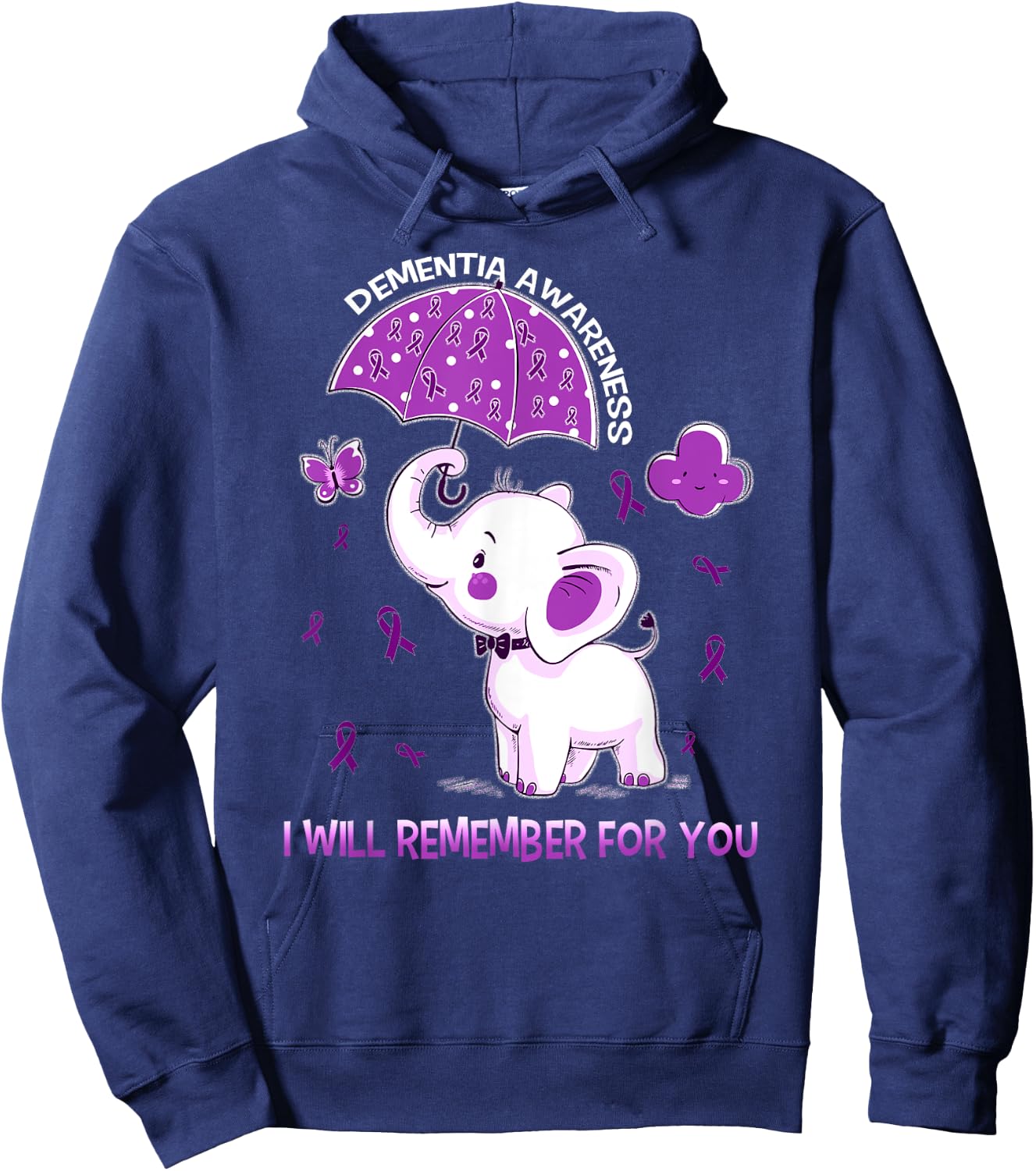 Dementia Awareness Elephant Hoodie - Hoodie | Navy