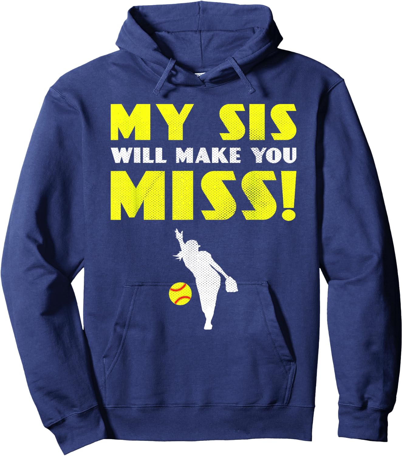 Girls Softball Pitcher Sister Brother Funny Hoodie - Hoodie | Navy