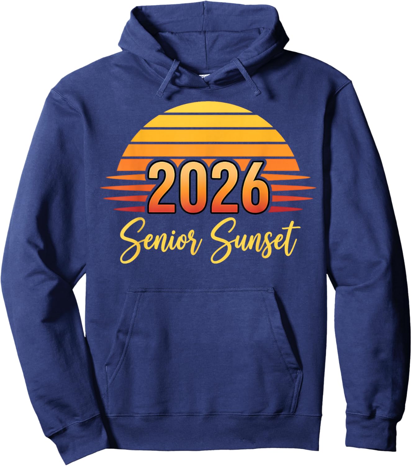Senior Sunset Retro Graduation Class 2026 Hoodie - Hoodie | Navy