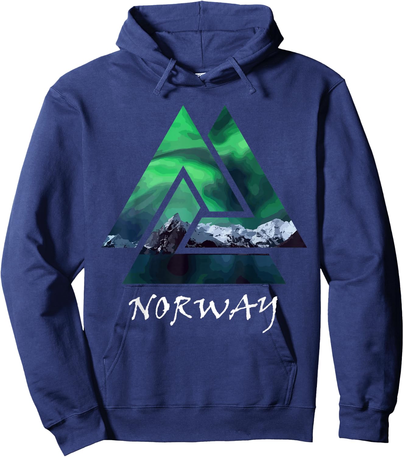 Norway Northern Lights Geometric Hoodie - Hoodie | Navy