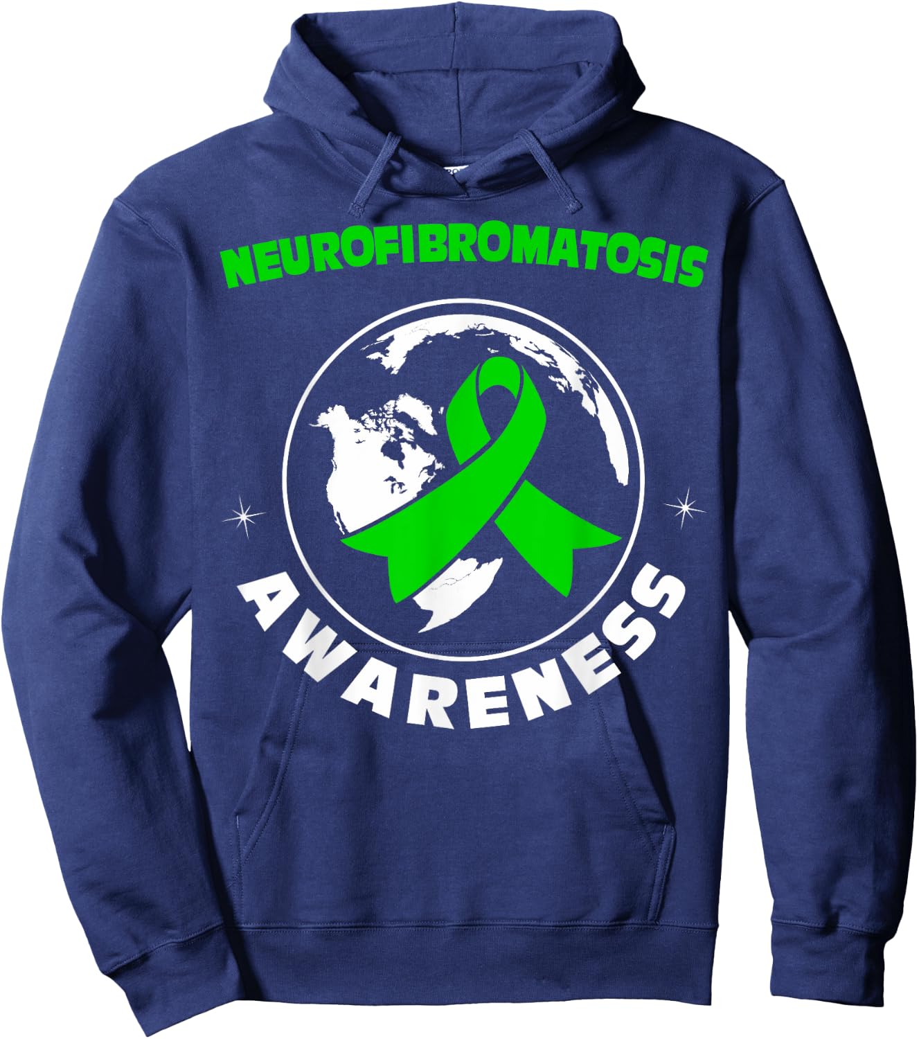 Green Awareness Ribbon Neurofibromatosis Hoodie - Hoodie | Navy