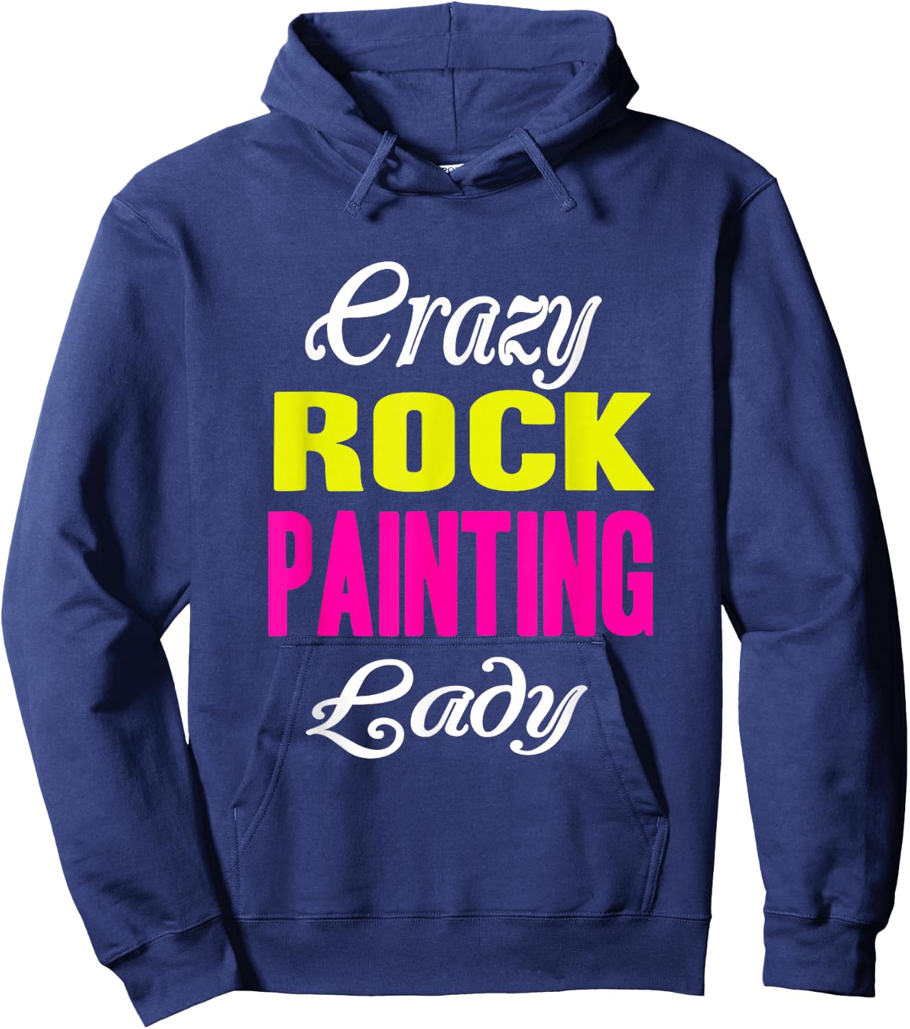 Crazy Rock Painting Lady Hoodie - Hoodie | Navy
