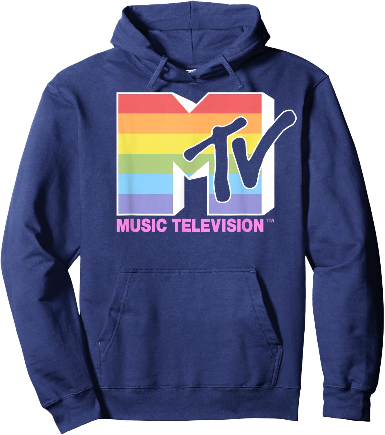 MTV Music Television Rainbow Pride Logo Fill Hoodie - Hoodie | Navy