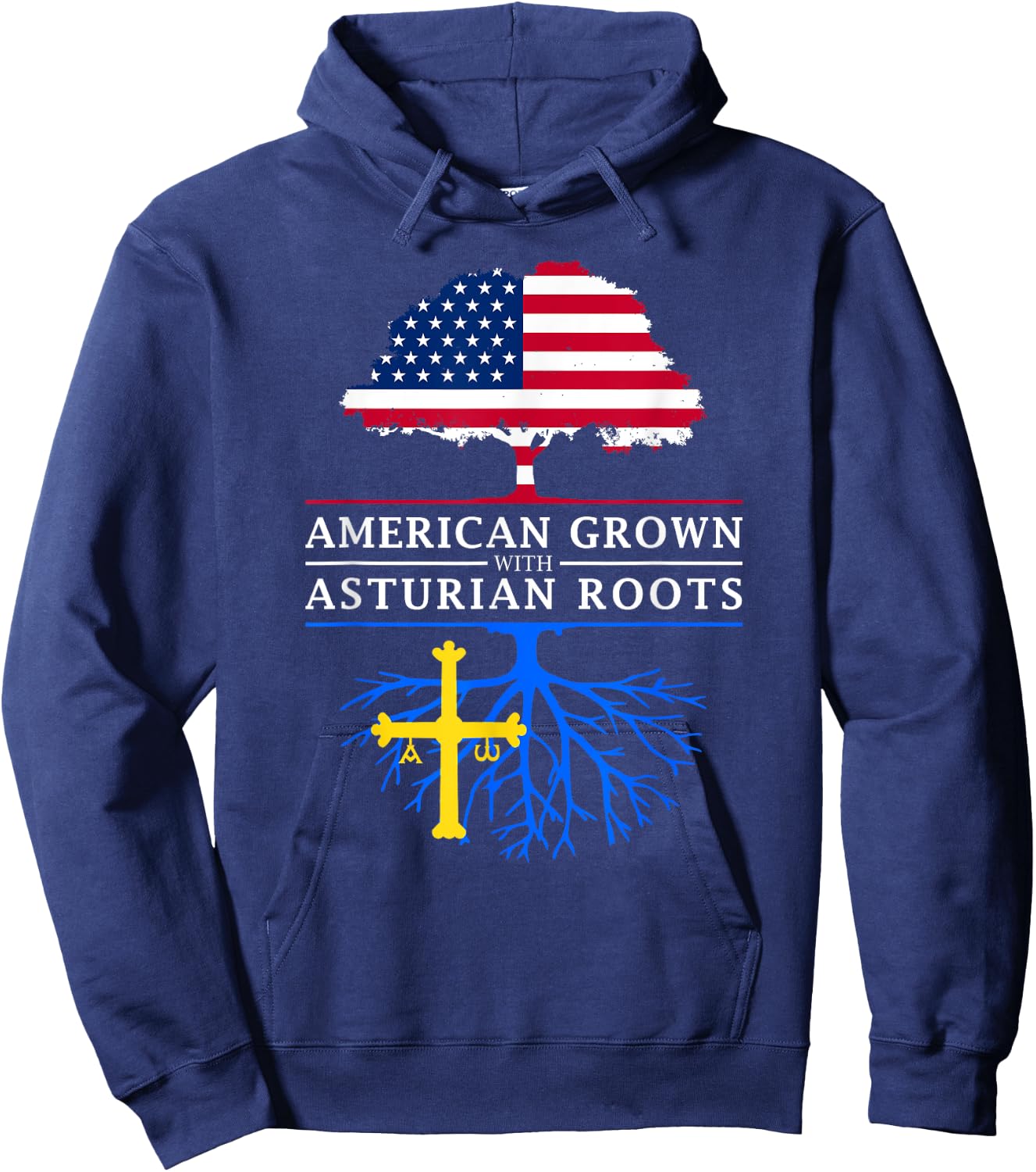 Asturian American Flag Reunion - Asturias Shirt Hoodie - Hoodie | Navy