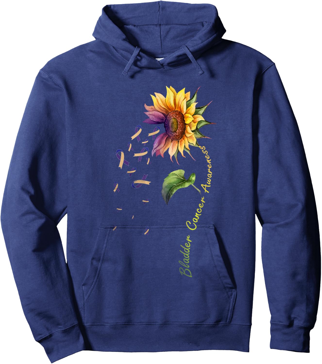 Bladder Cancer Awareness Sunflower Shirt Hoodie - Hoodie | Navy
