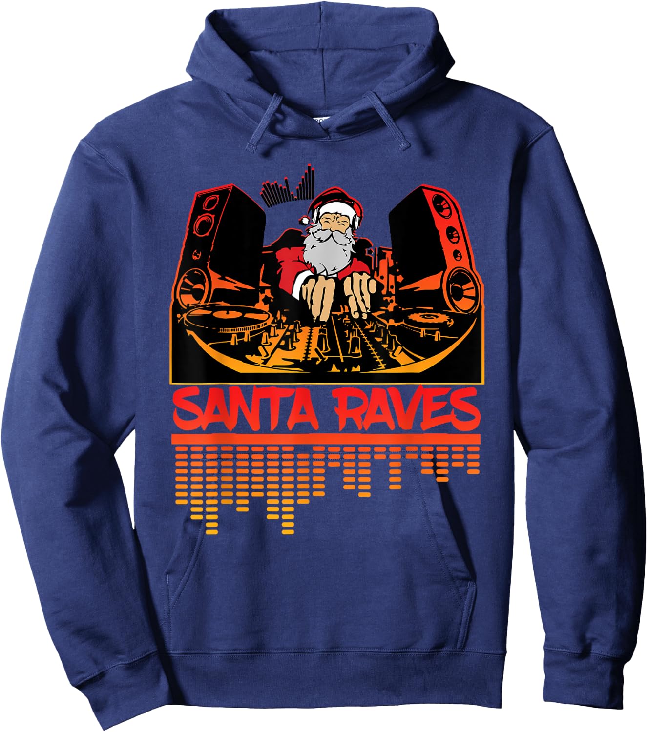 Santa Raves EDM Rave - DJ Christmas Outfit Hoodie - Hoodie | Navy
