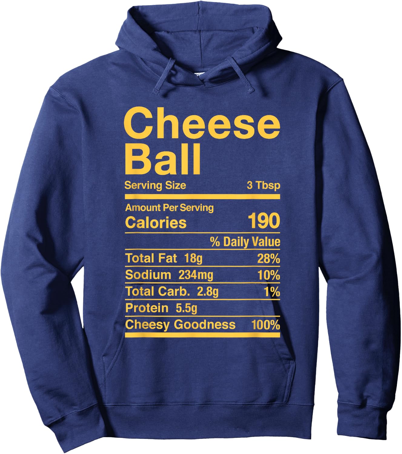 Cheese Ball Retro Nutrition Facts Matching Hoodie - Hoodie | Navy
