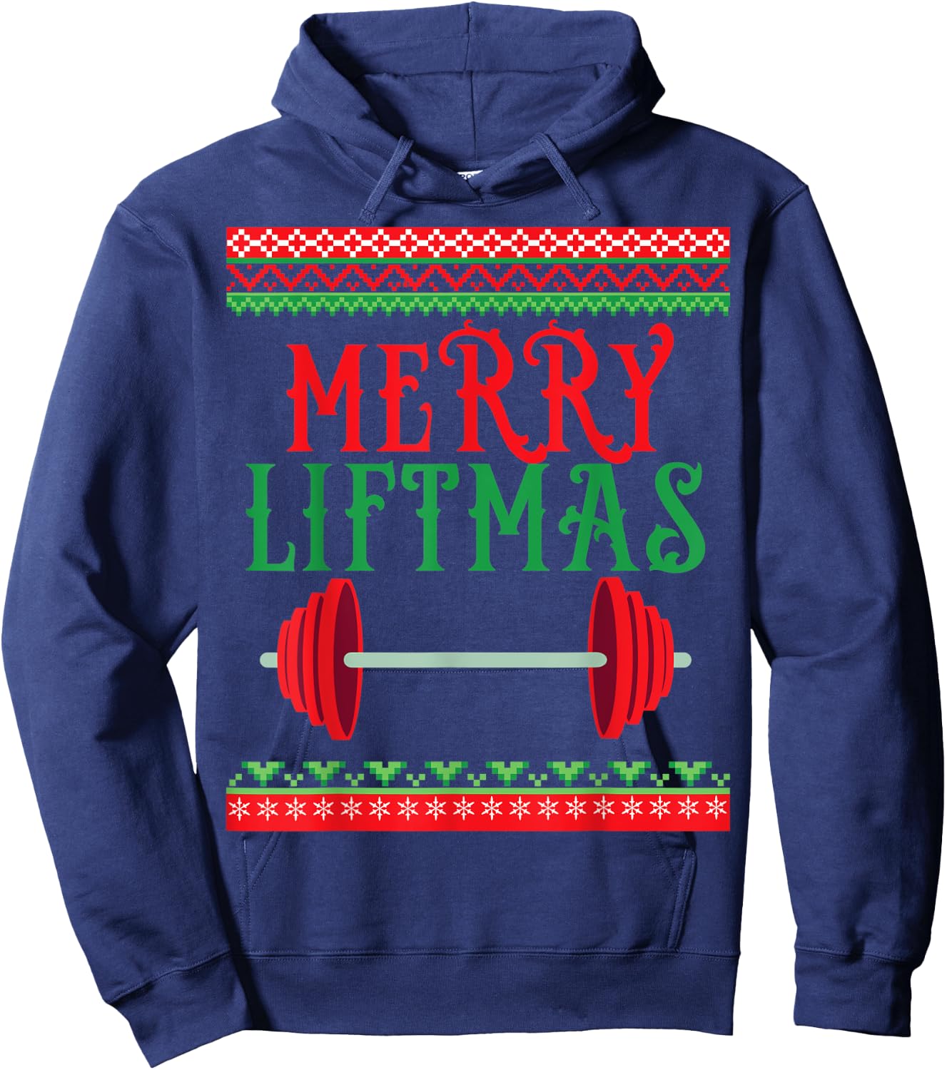Awesome Merry Liftmas Weightlifting Christmas Hoodie - Hoodie | Navy