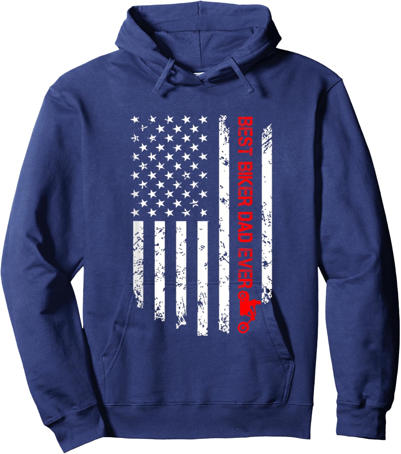 Best Biker Dad Ever American Flag Cool Hoodie - Hoodie | Navy