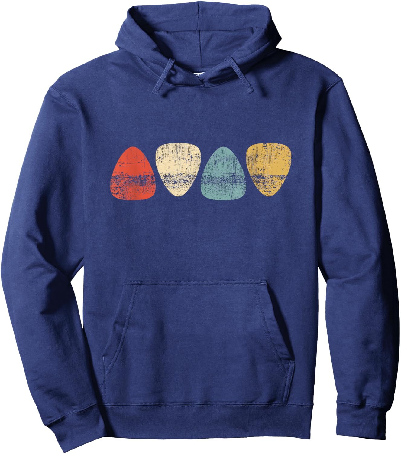 Vintage Guitar Pick Retro Guitarists + Bassist Hoodie - Hoodie | Navy
