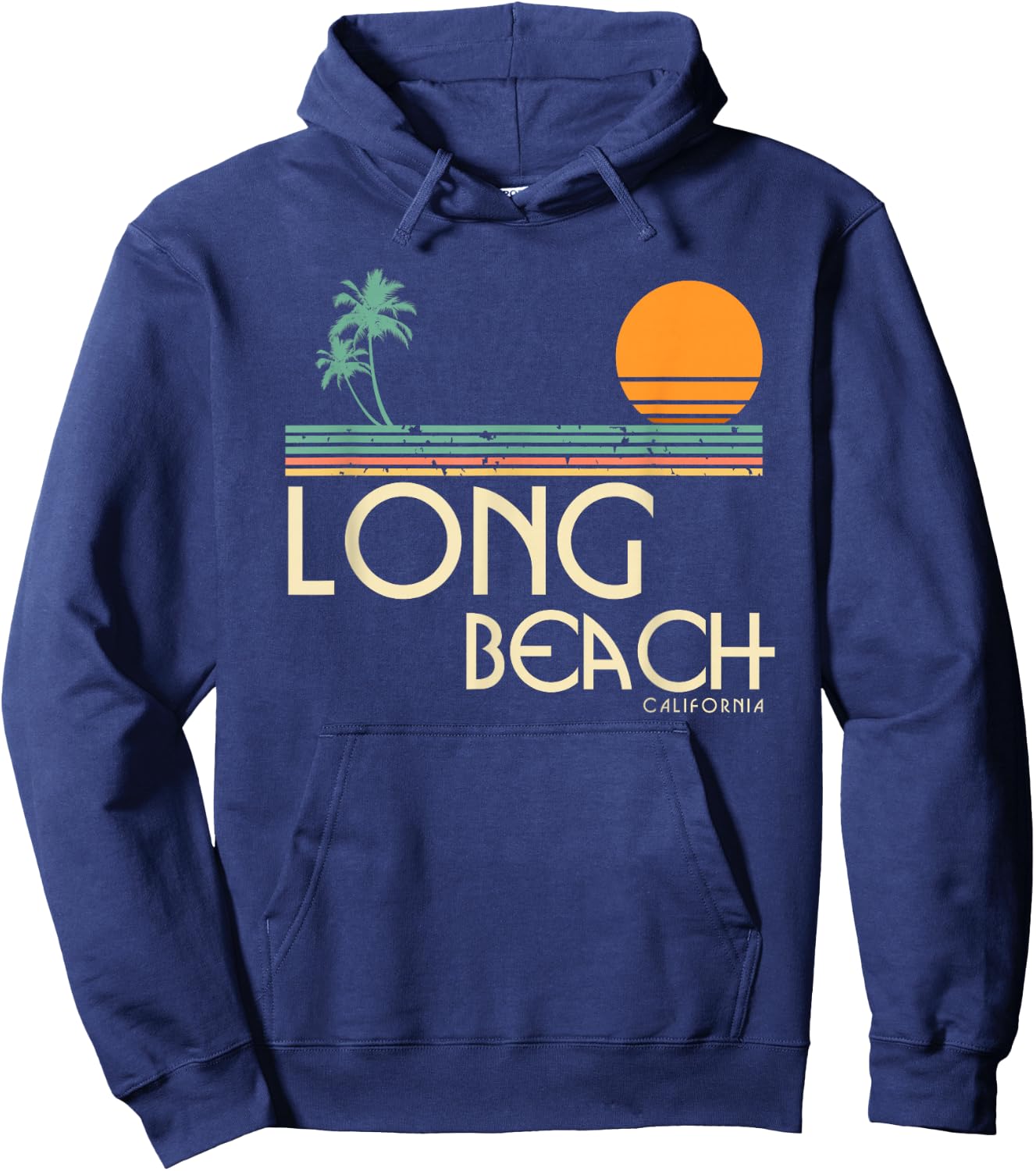 Vintage Long Beach California Hoodie - Hoodie | Navy