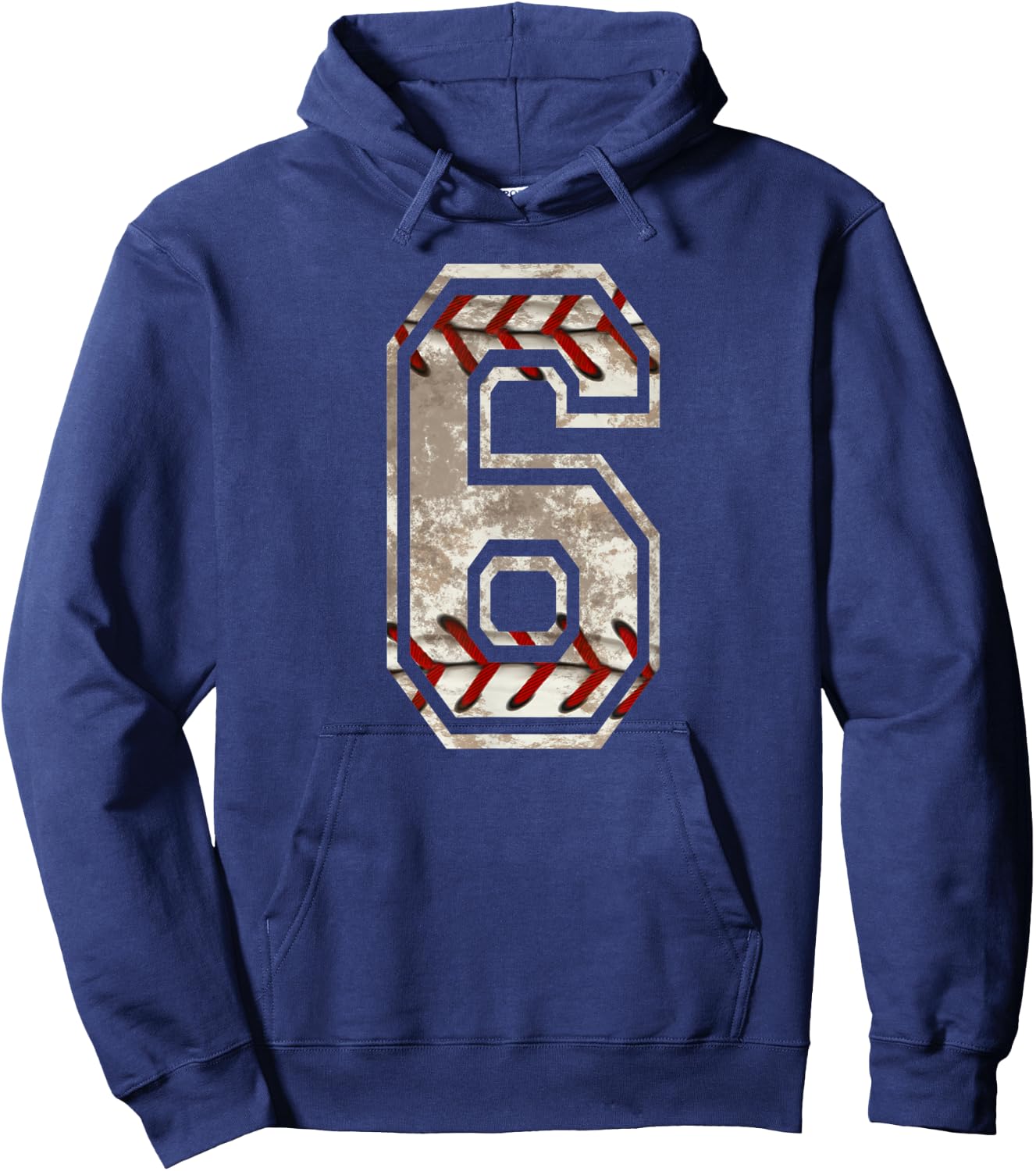 Baseball Jersey Number 6 Vintage Distressed Hoodie - Hoodie | Navy