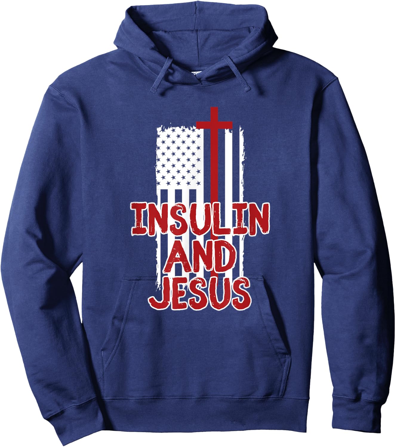 Insulin and Jesus Funny Christian Diabetes Hoodie - Hoodie | Navy