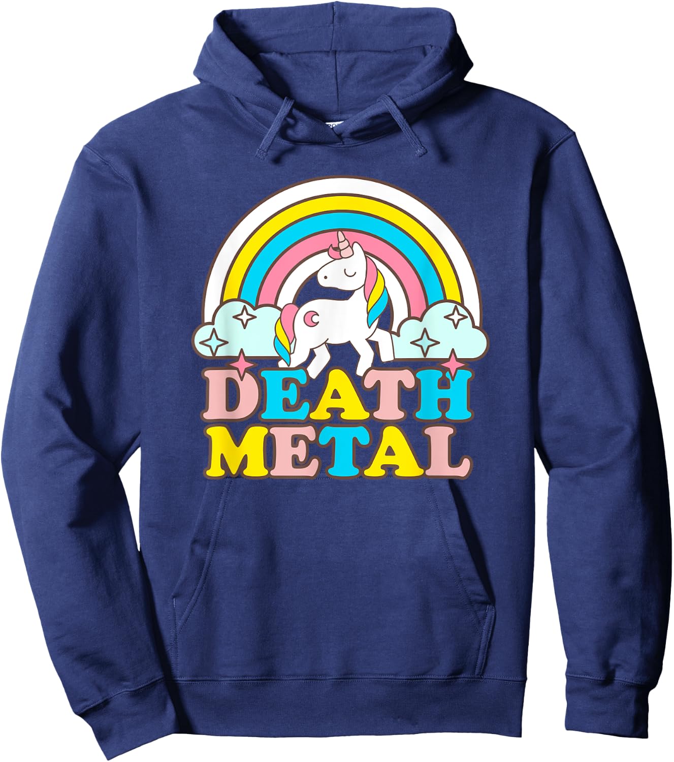 Death Metal Funny Rainbow Unicorn Novelty Hoodie - Hoodie | Navy